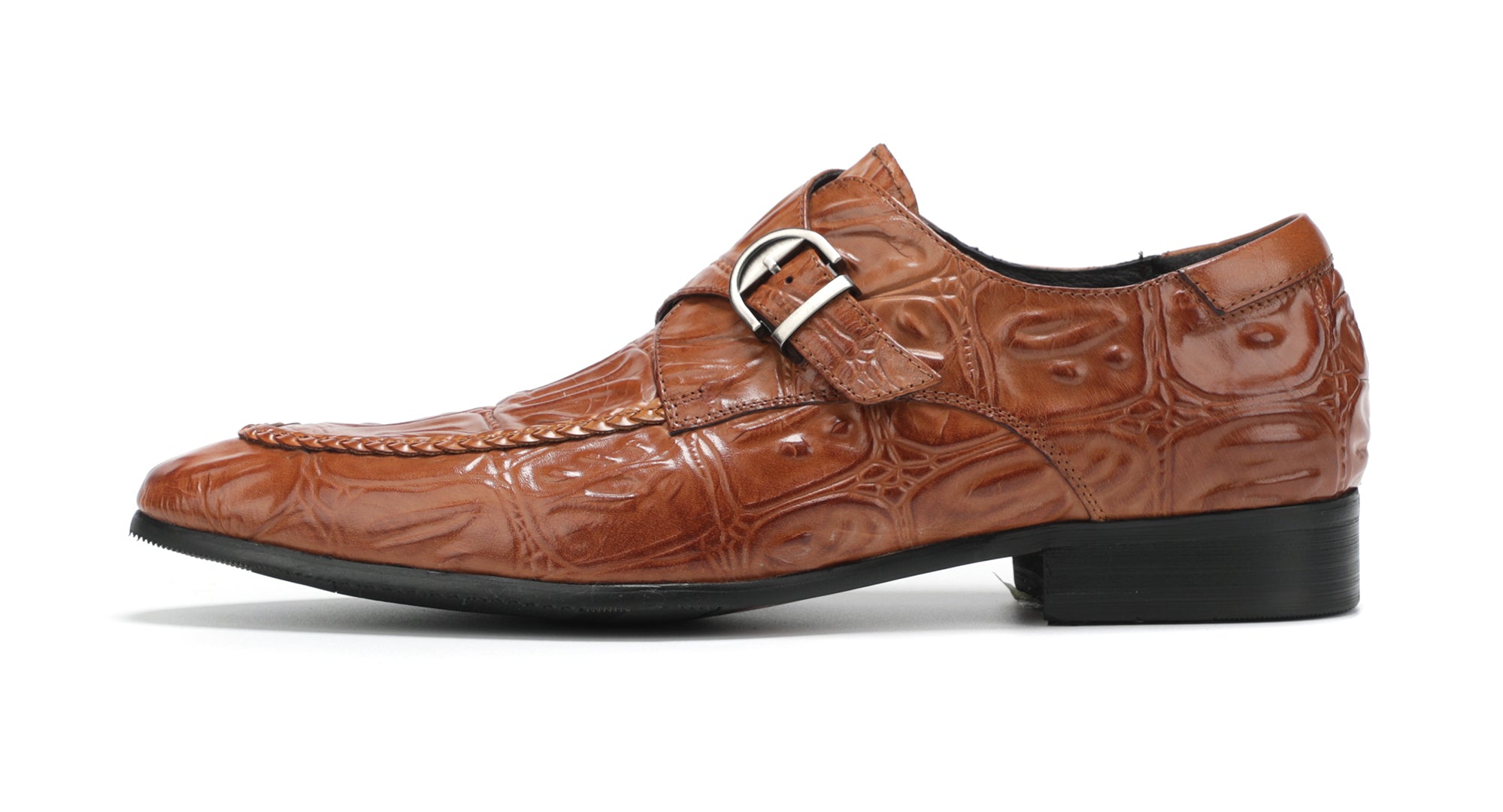 Men's Alligator Buckle Slip On Leather Loafers