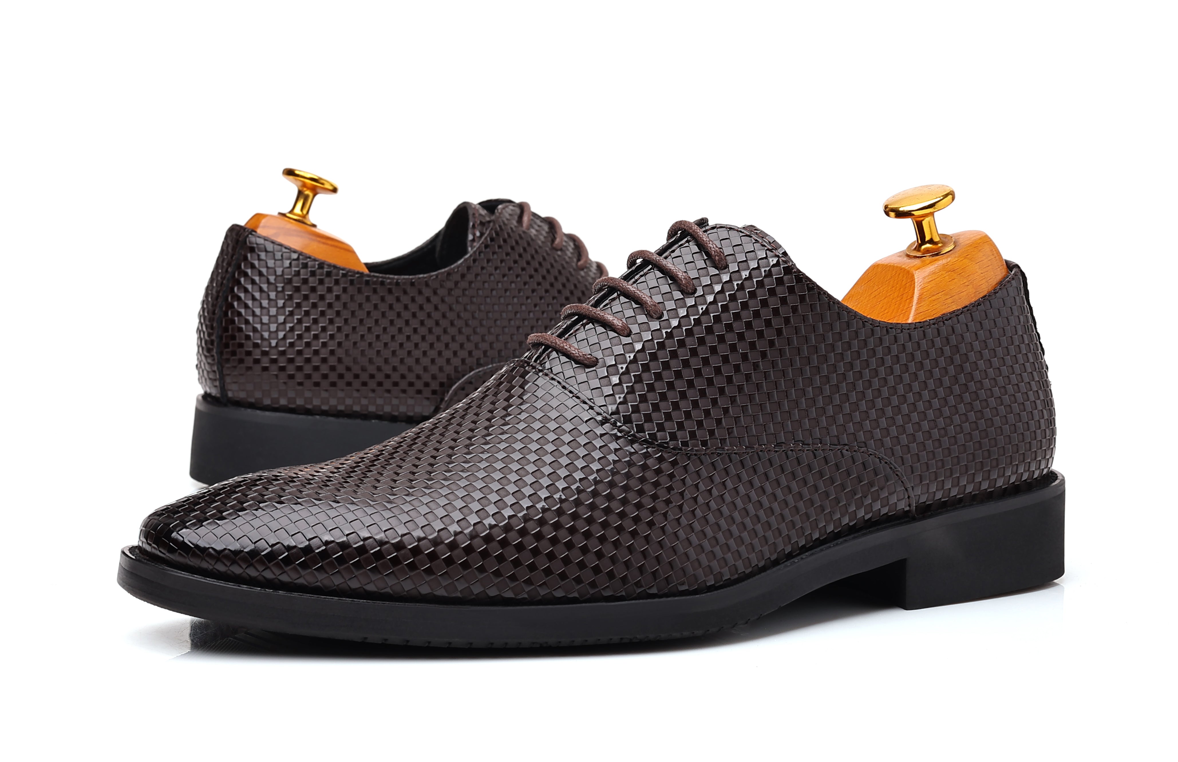 Zapatos Oxford lisos a cuadros para hombre
