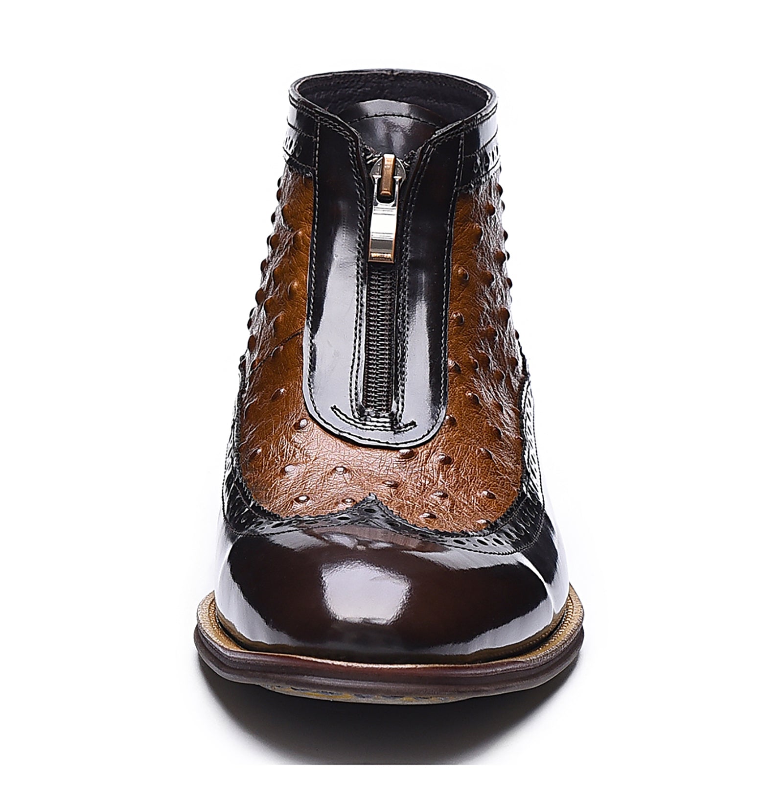 Botas occidentales de cuero con cremallera para hombre 