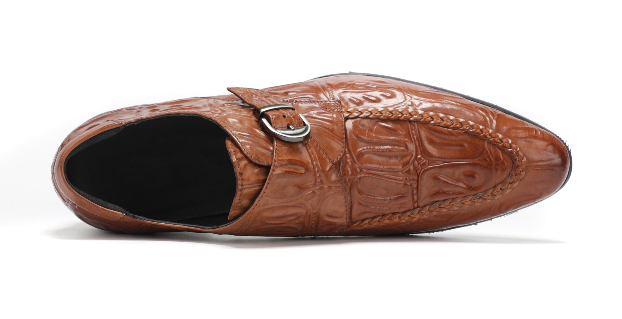 Men's Alligator Buckle Slip On Leather Loafers