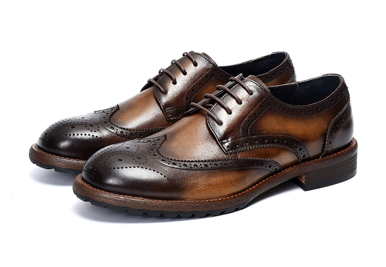 Derby de cuero brogues retro para hombre