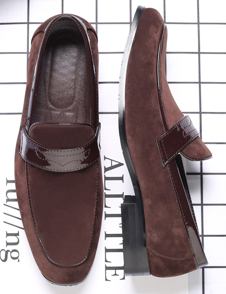 Men's Suede Penny Loafers Square Toe