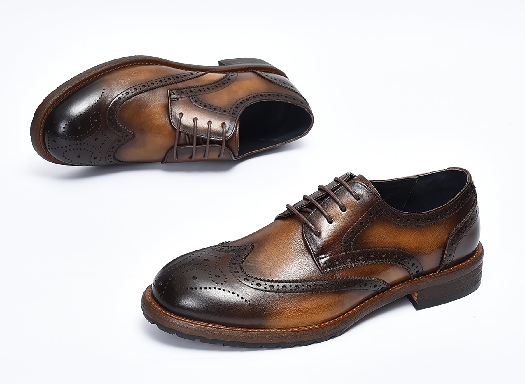 Derby de cuero brogues retro para hombre