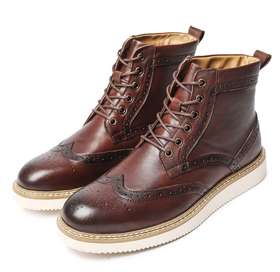 Botas de vestir con punta de ala para hombre con suela de espuma