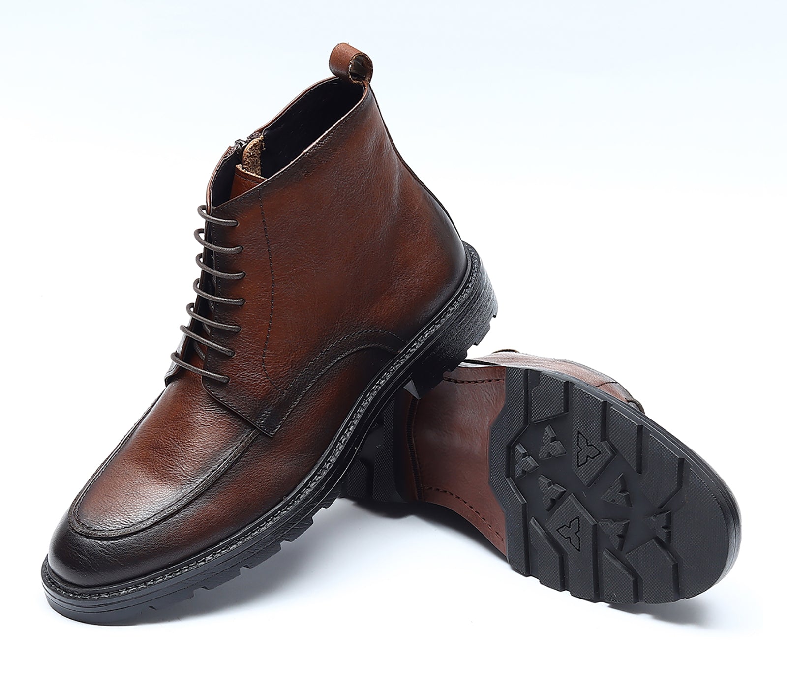 Botas de vestir retro con cremallera de cuero para hombre 