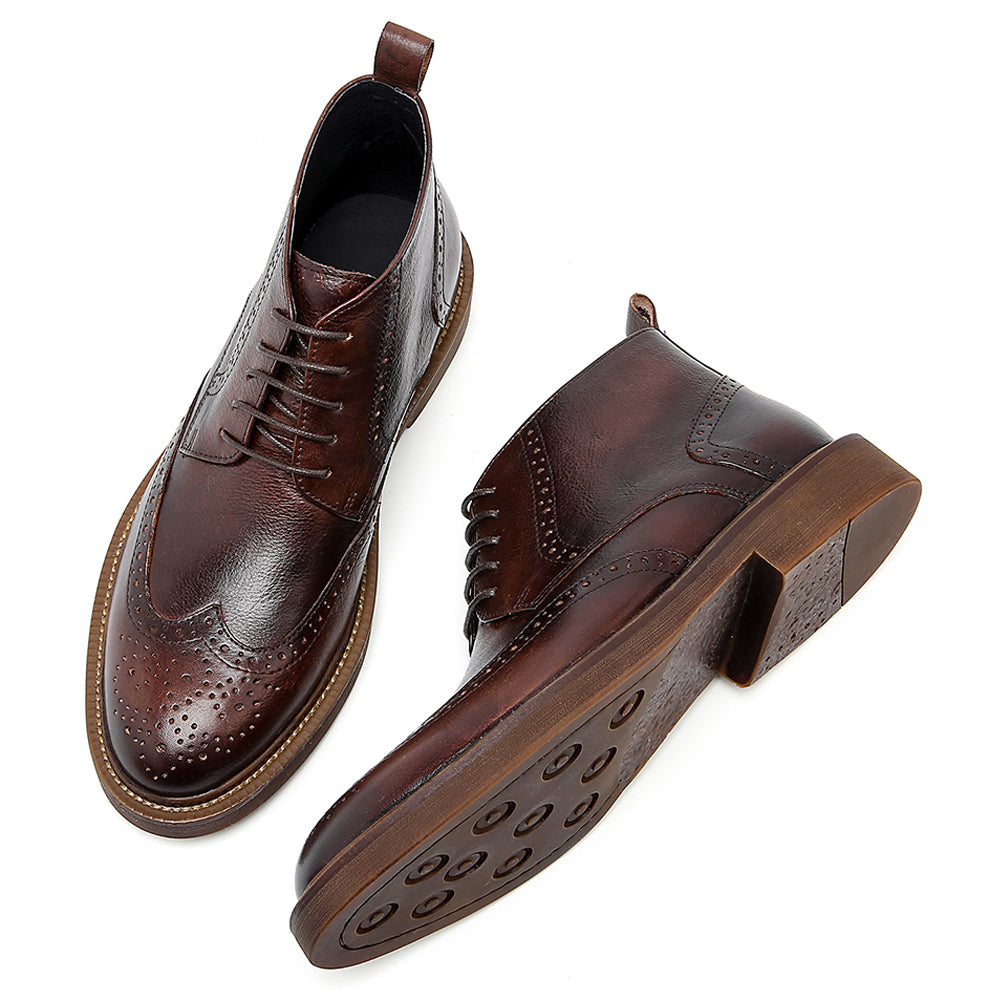 Men's Brogue Fleece Casual Boots Winter Snow