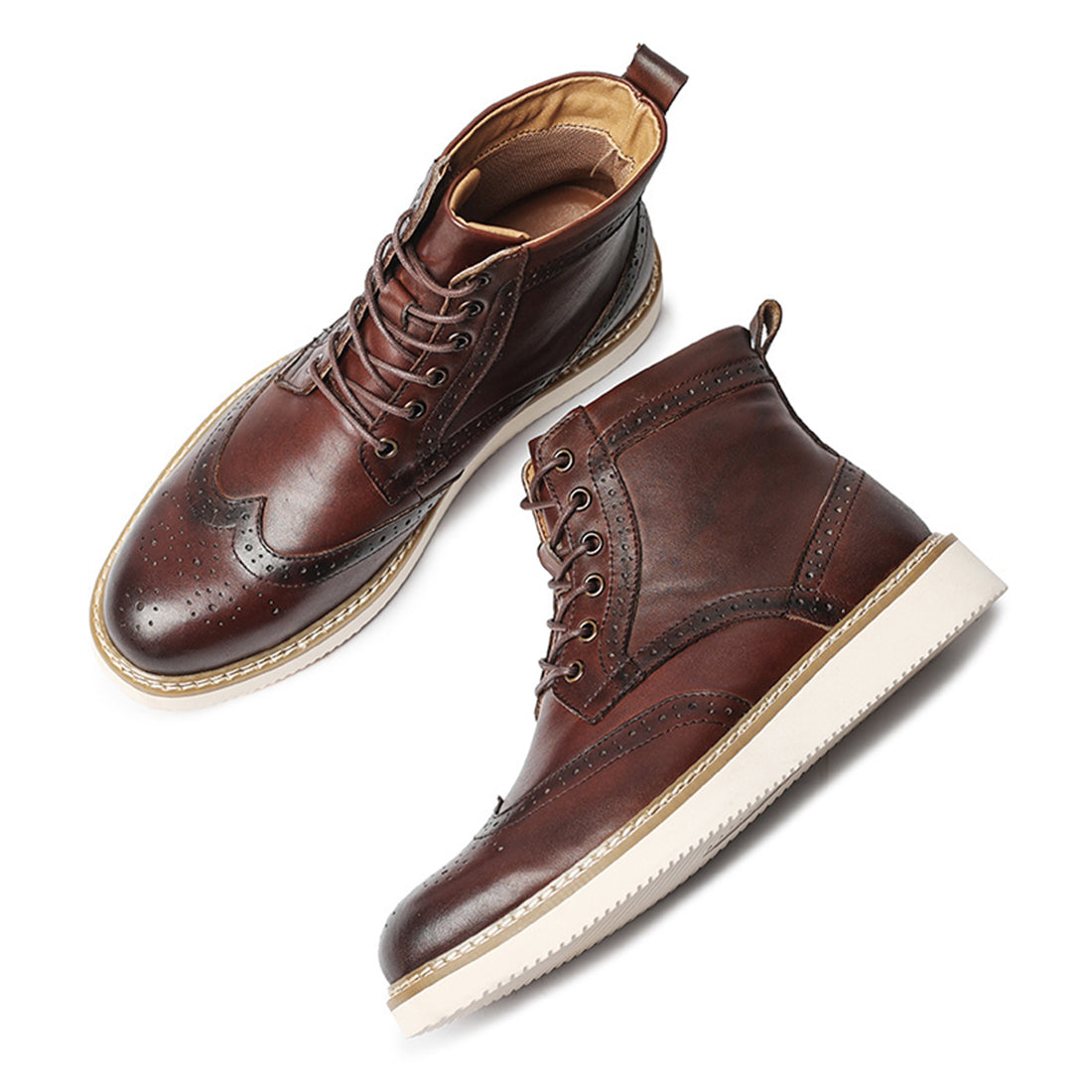 Botas de vestir con punta de ala para hombre con suela de espuma