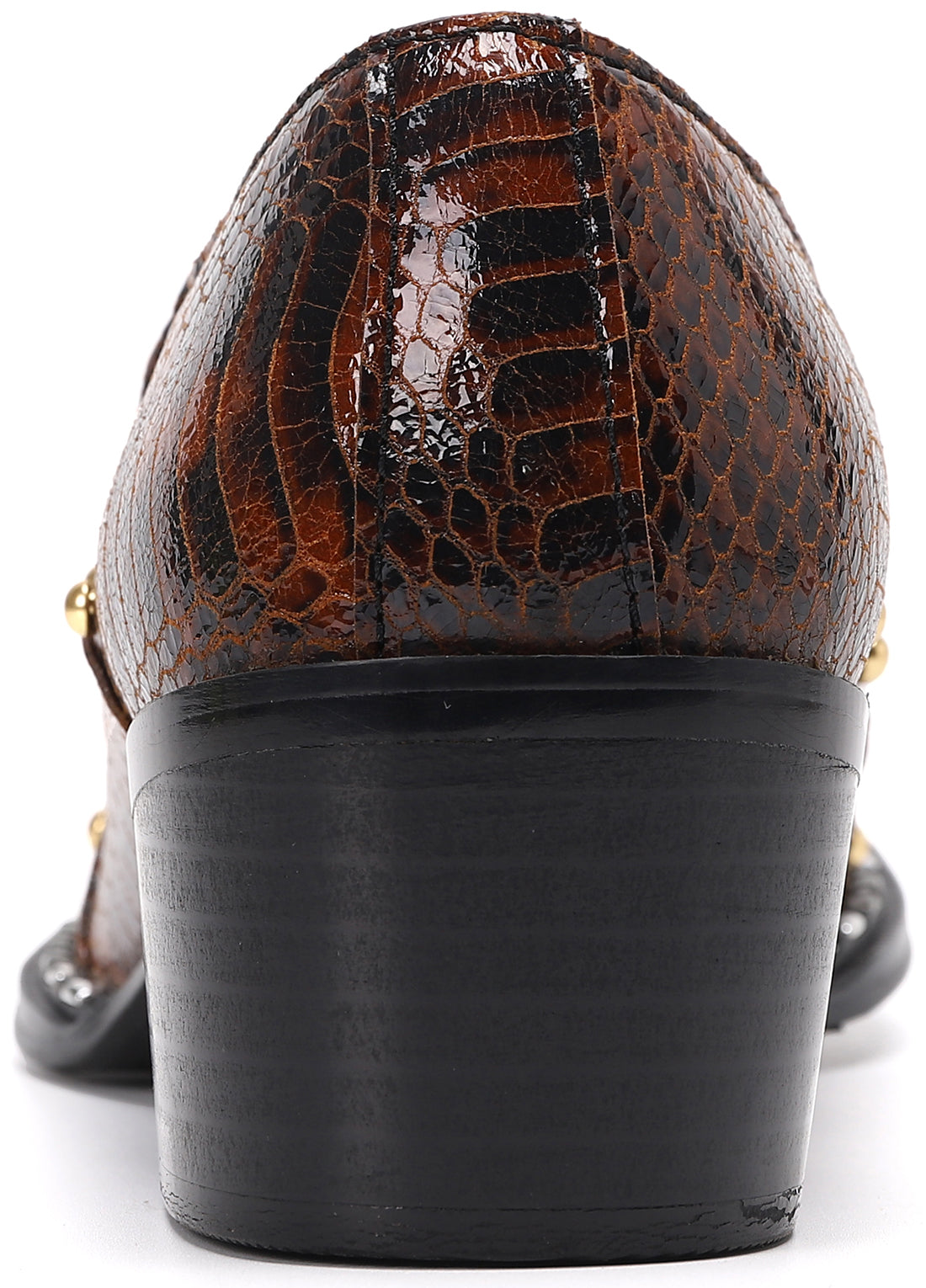 Mocasines estilo western con punta de metal y tachuelas para hombre 