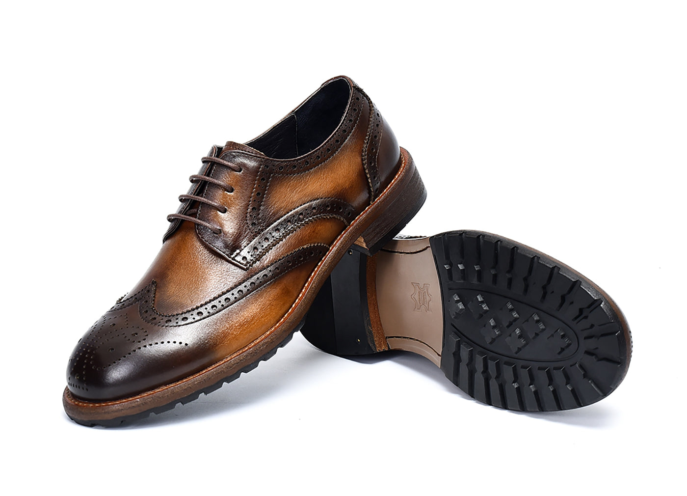 Derby de cuero brogues retro para hombre