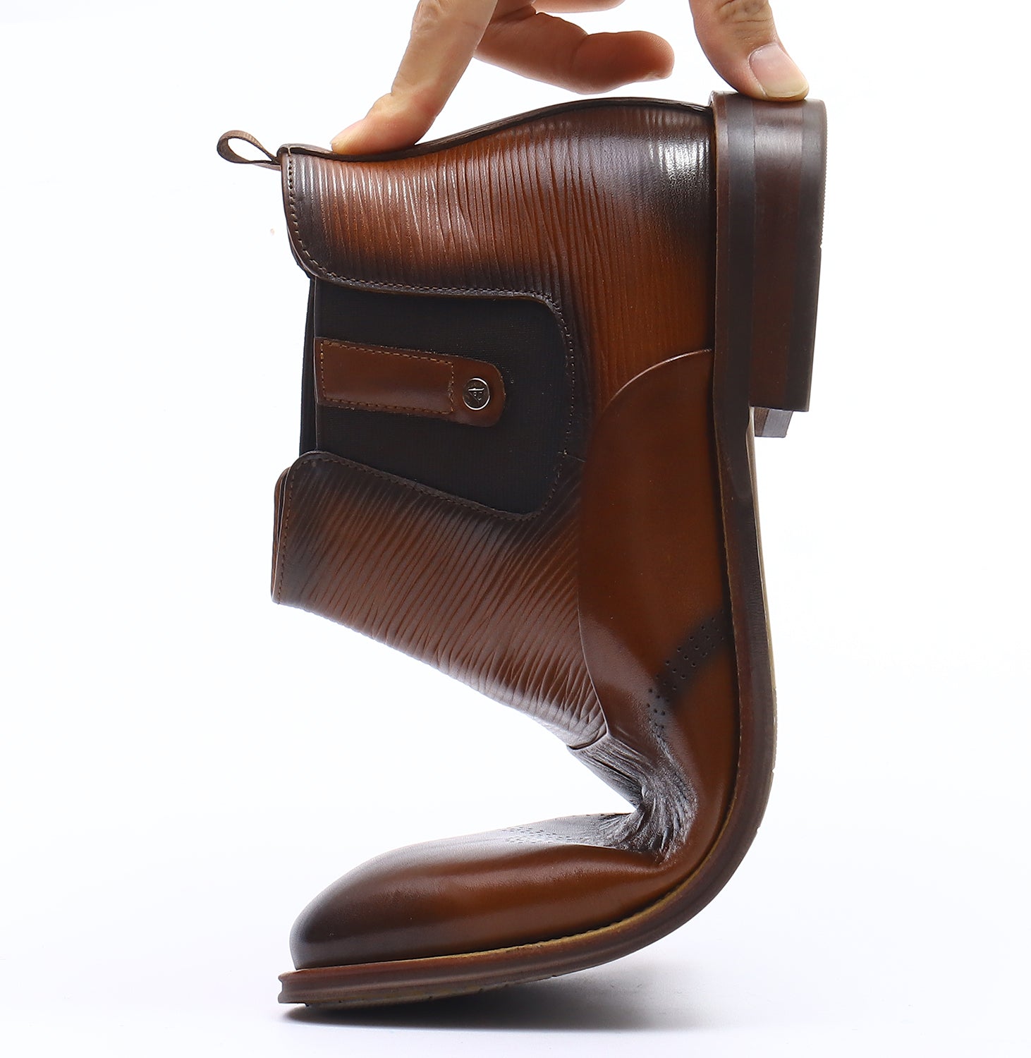 Botas Chelsea de cuero a la moda para hombre 