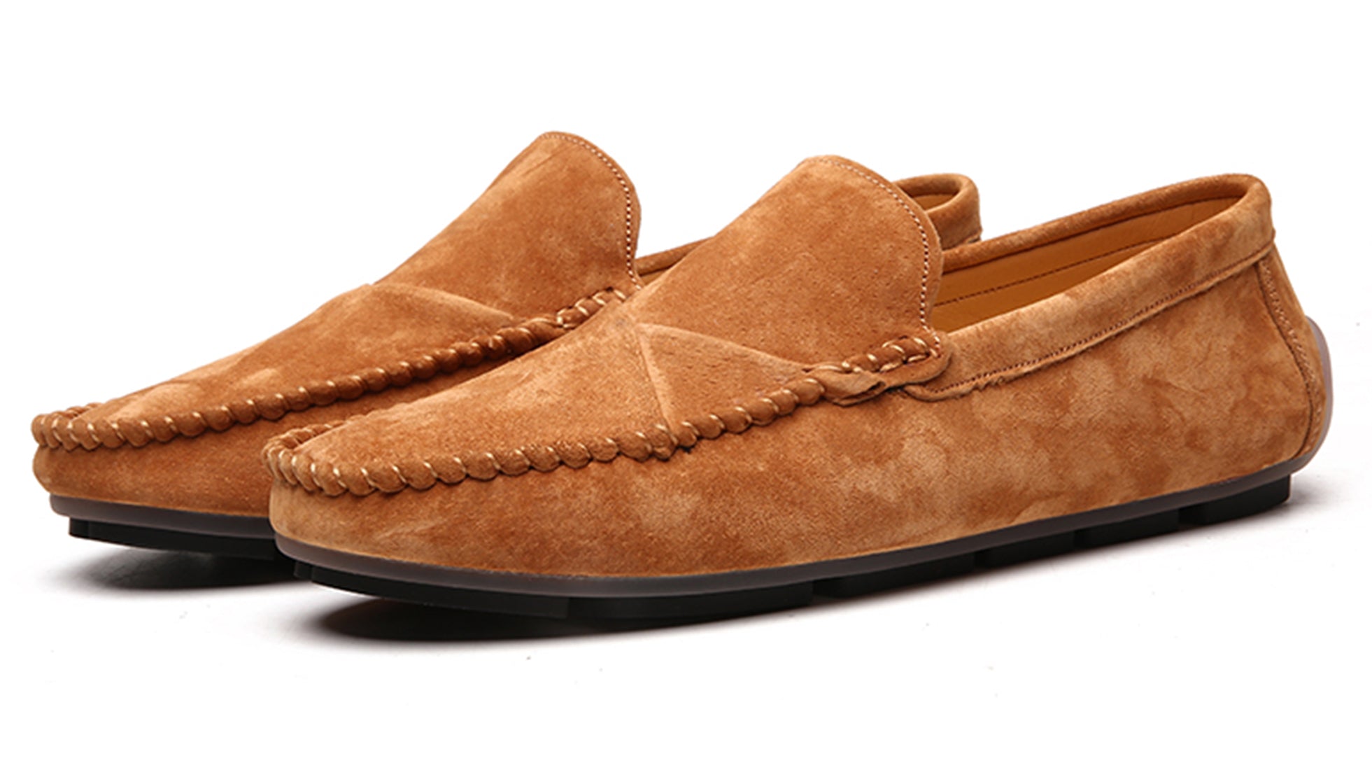 Mocasines de conducción con costuras de ante para hombre