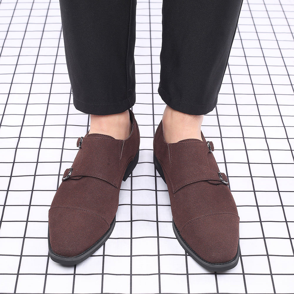 Men's Suede Double Monk Strap Loafers