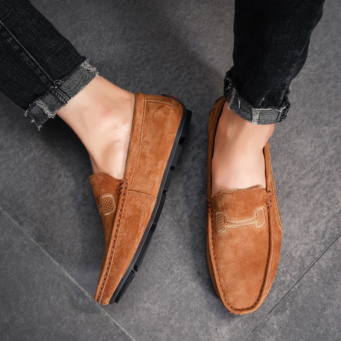 Mocasines de conducción con costuras para hombre