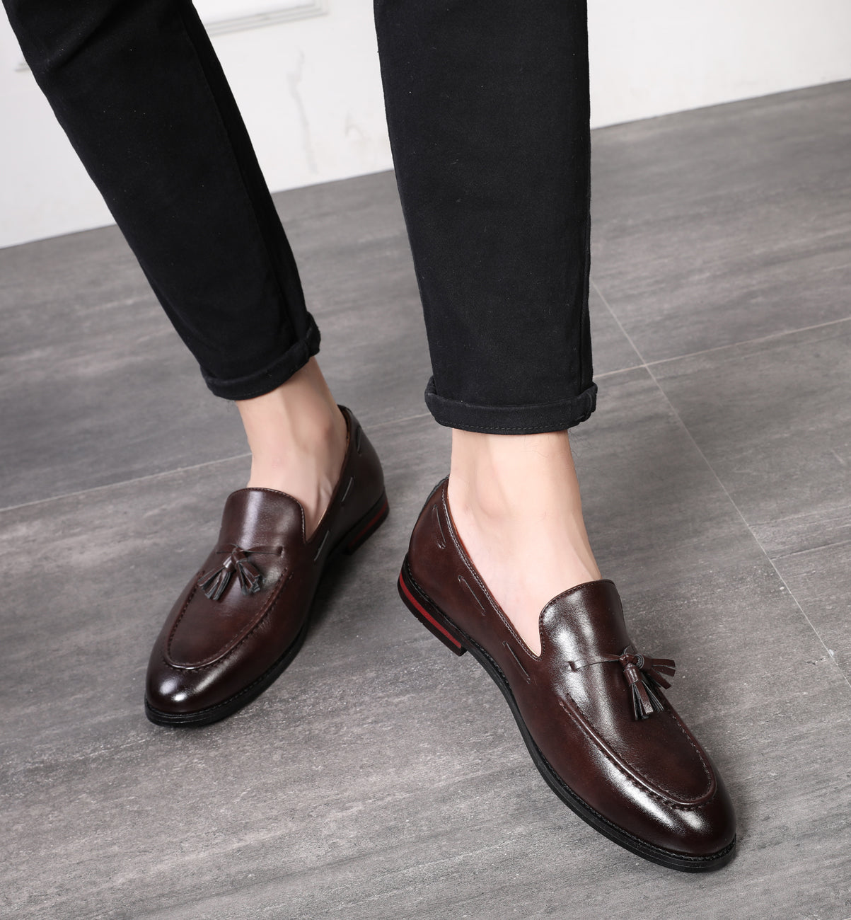 Men's Tassel Loafers Driving Flats Black Brown