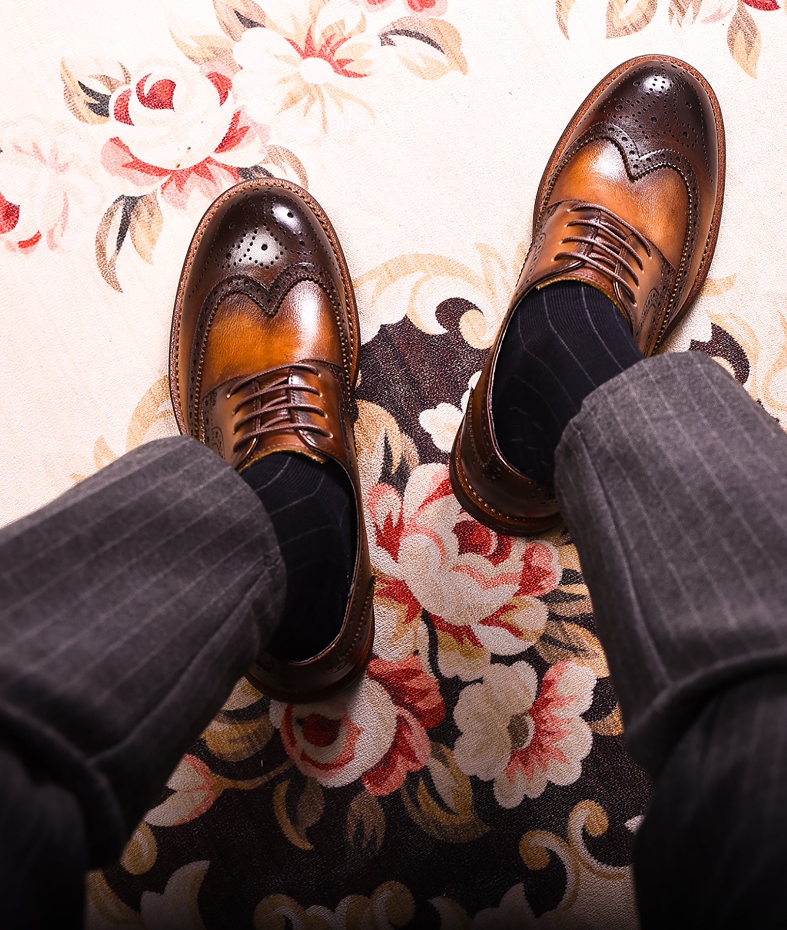 Derby de cuero brogues retro para hombre