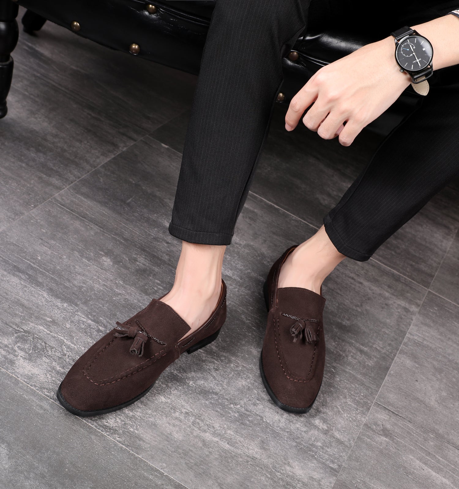 Mocasines con puntera de bicicleta y borlas para hombre