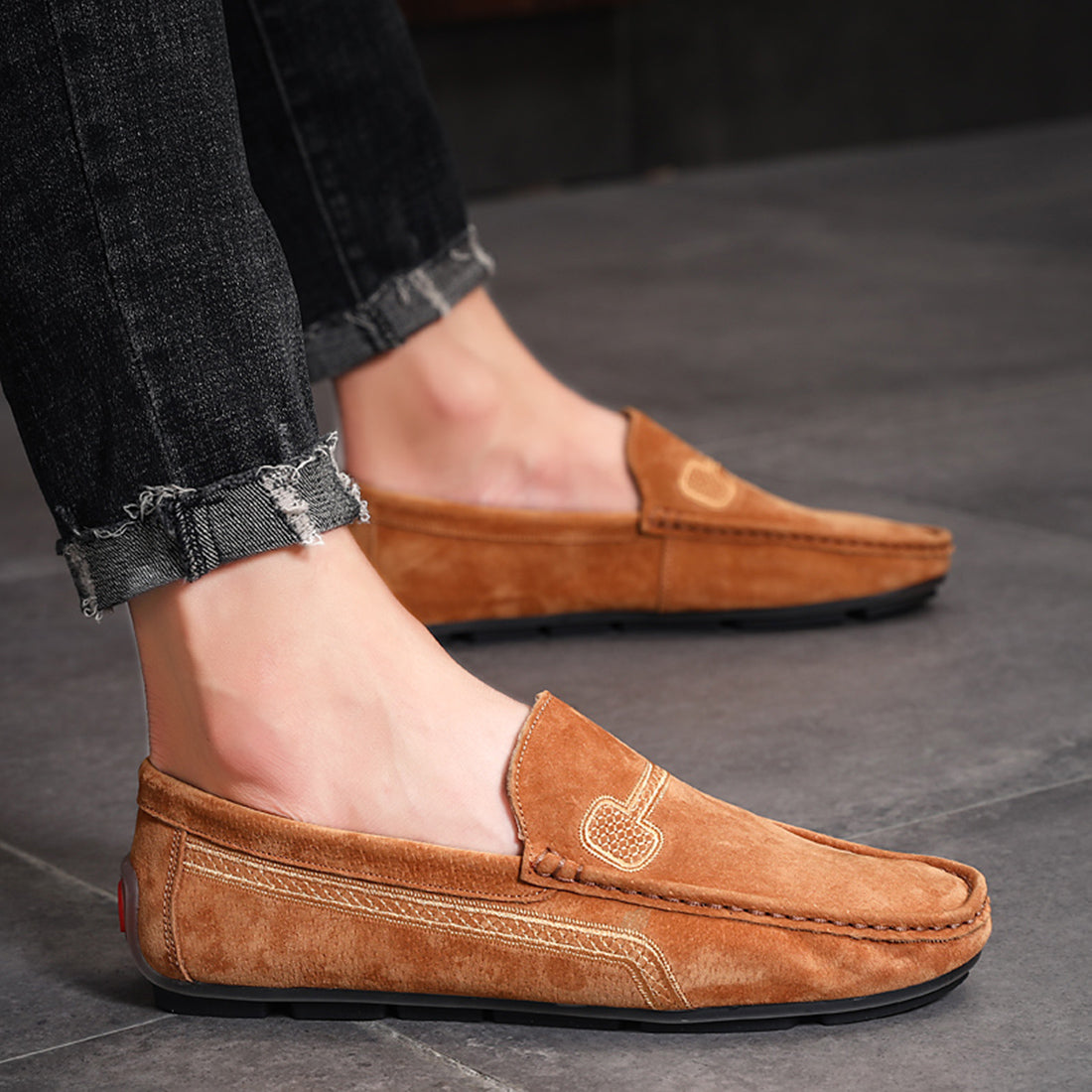 Mocasines de conducción con costuras para hombre