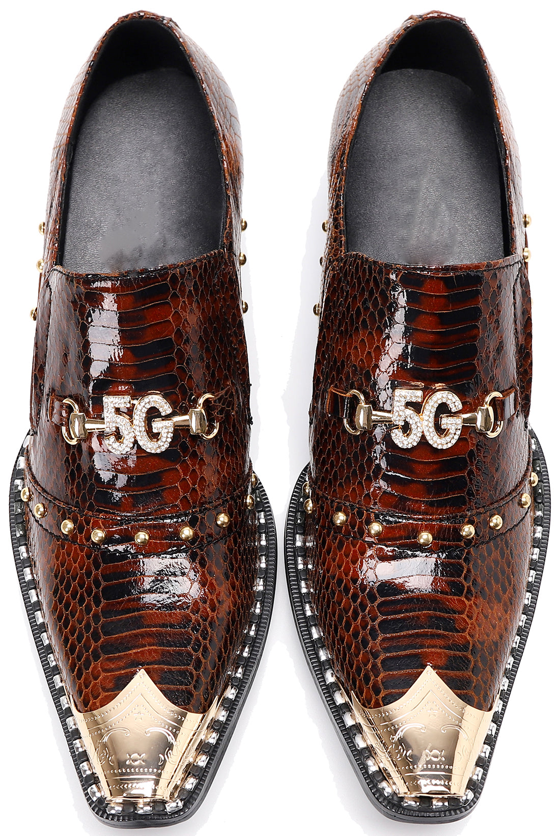 Mocasines estilo western con punta de metal y tachuelas para hombre 