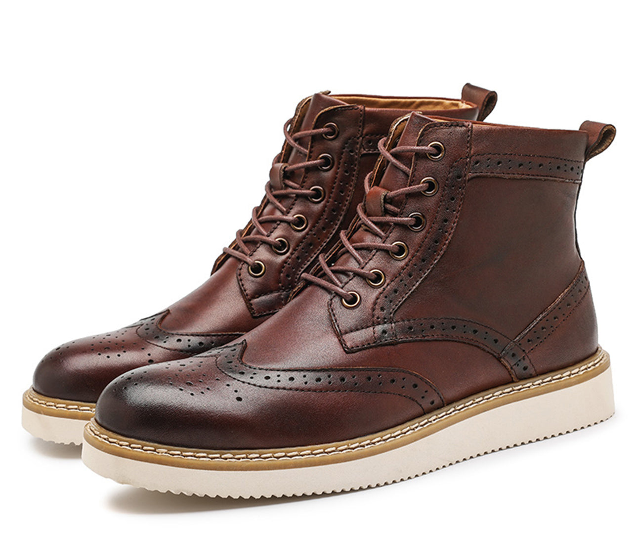 Botas de vestir con punta de ala para hombre con suela de espuma