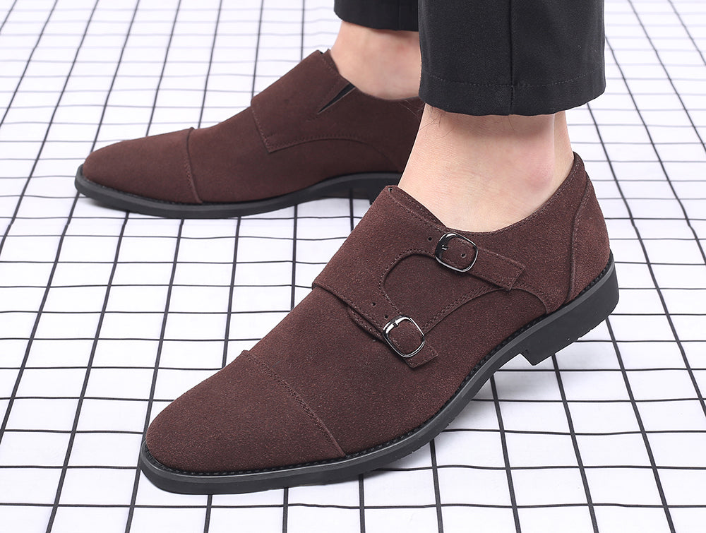Men's Suede Double Monk Strap Loafers