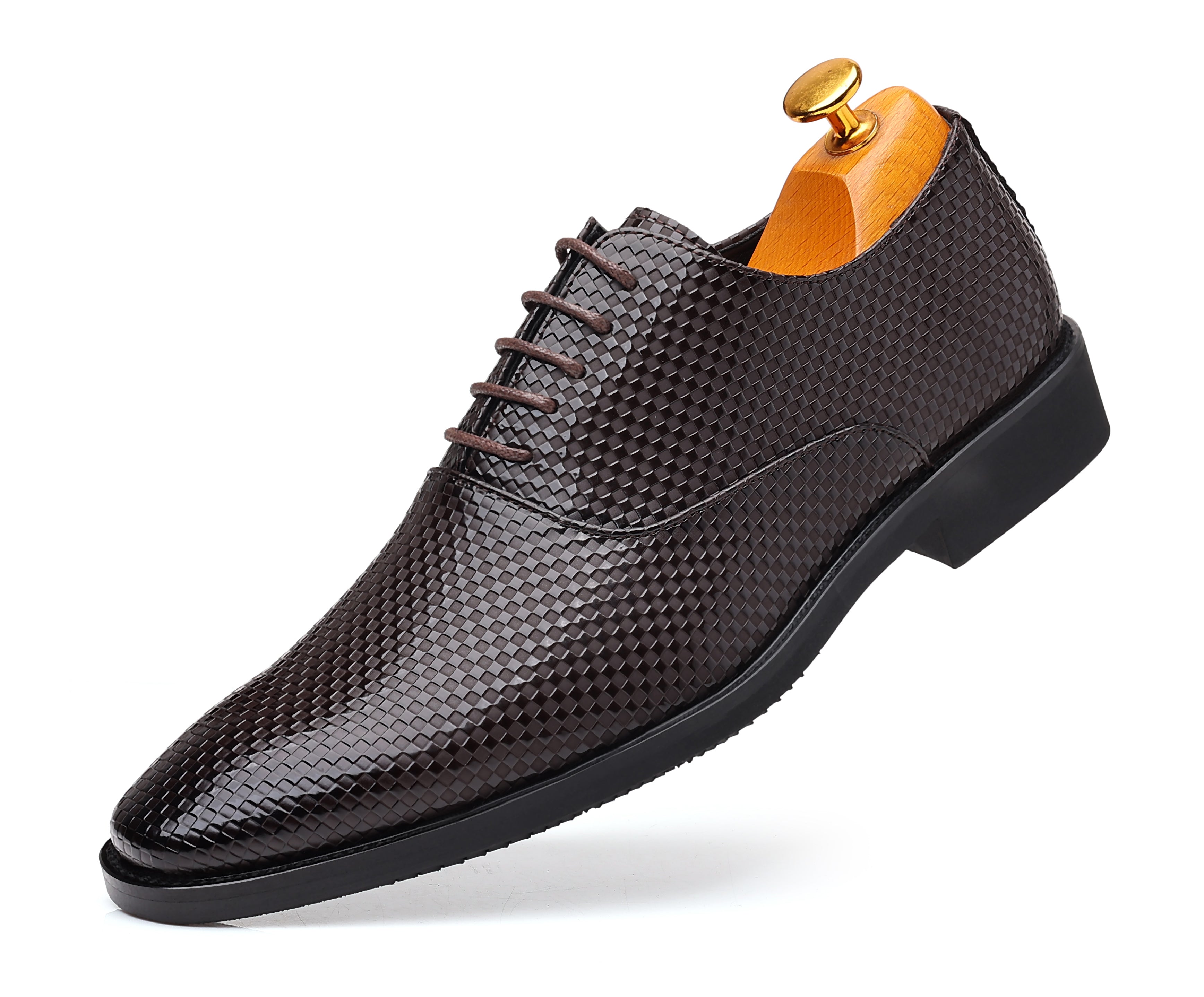 Zapatos Oxford lisos a cuadros para hombre