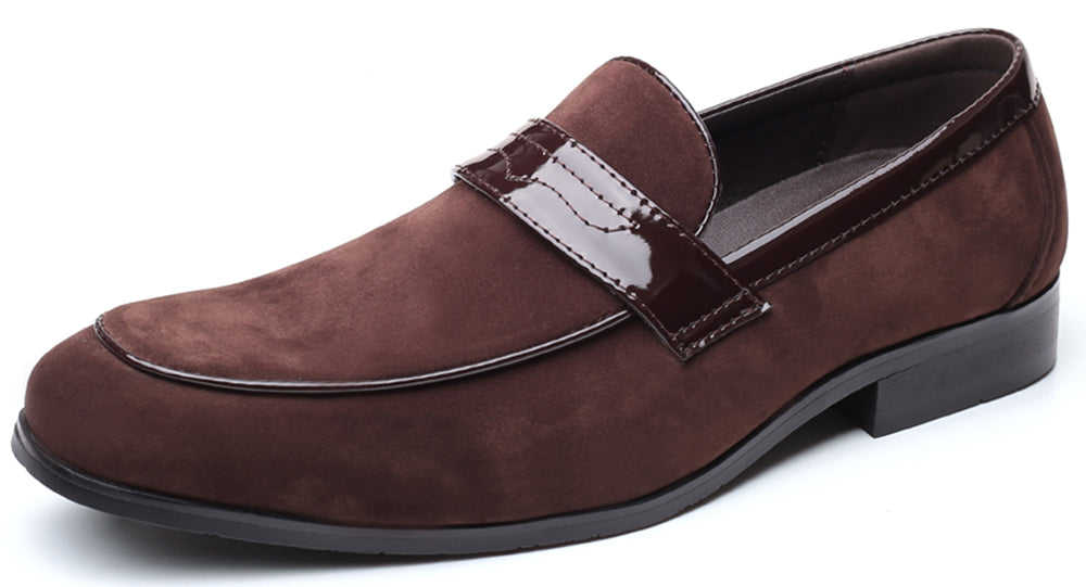 Men's Suede Penny Loafers Square Toe