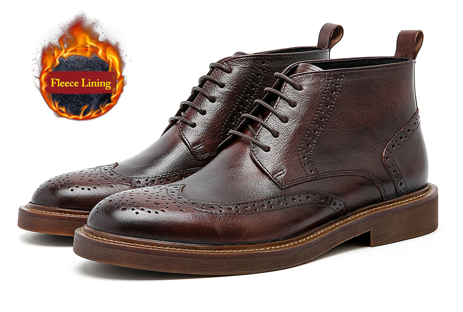 Men's Brogue Fleece Casual Boots Winter Snow