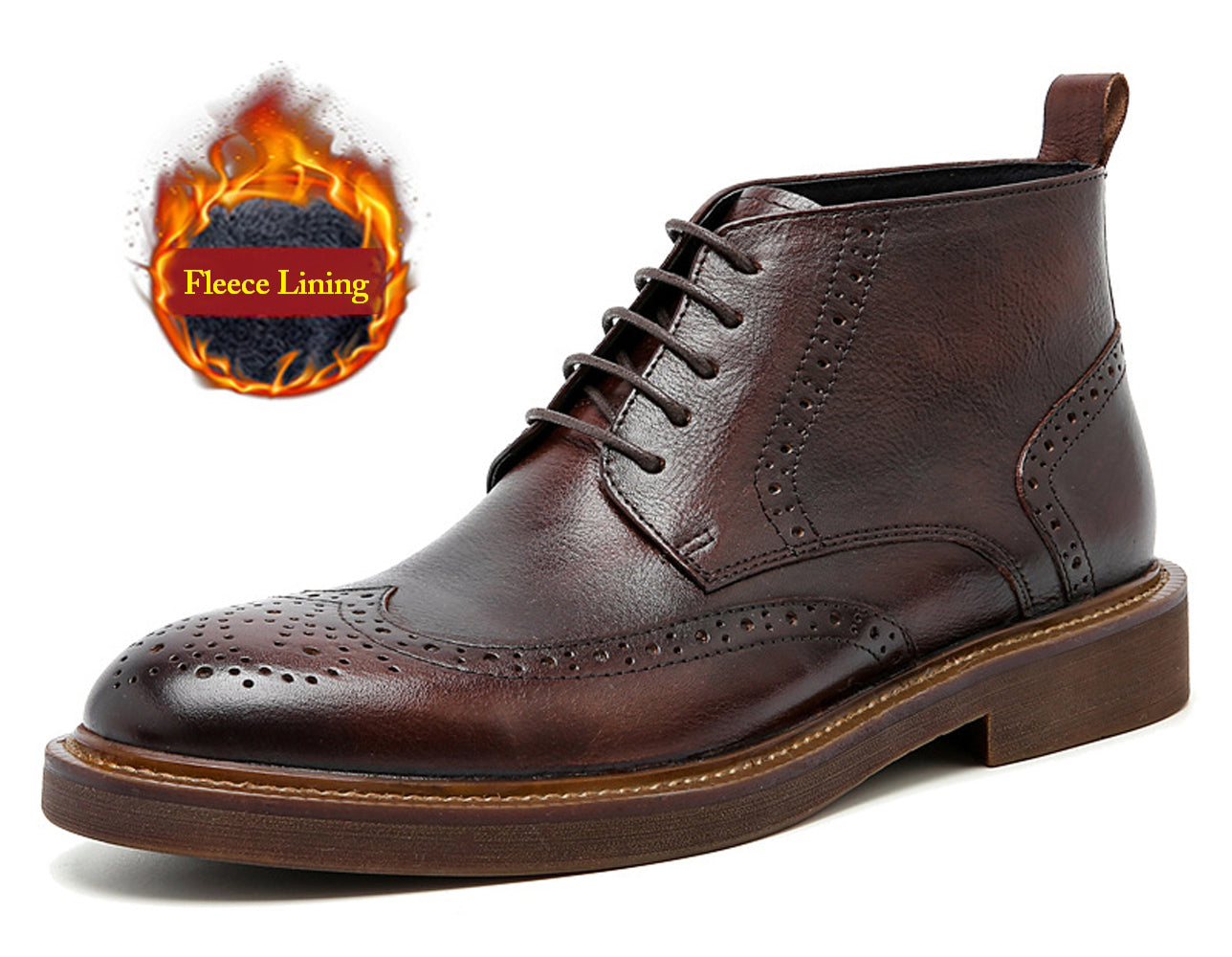 Men's Brogue Fleece Casual Boots Winter Snow