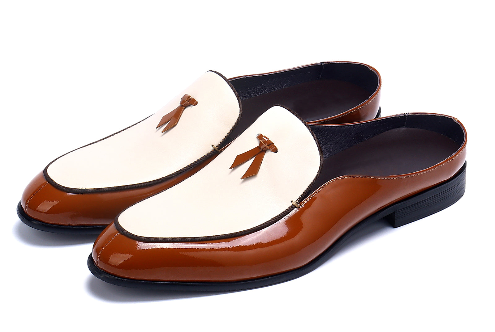 Mules abiertos de cuero sin cordones para hombre 