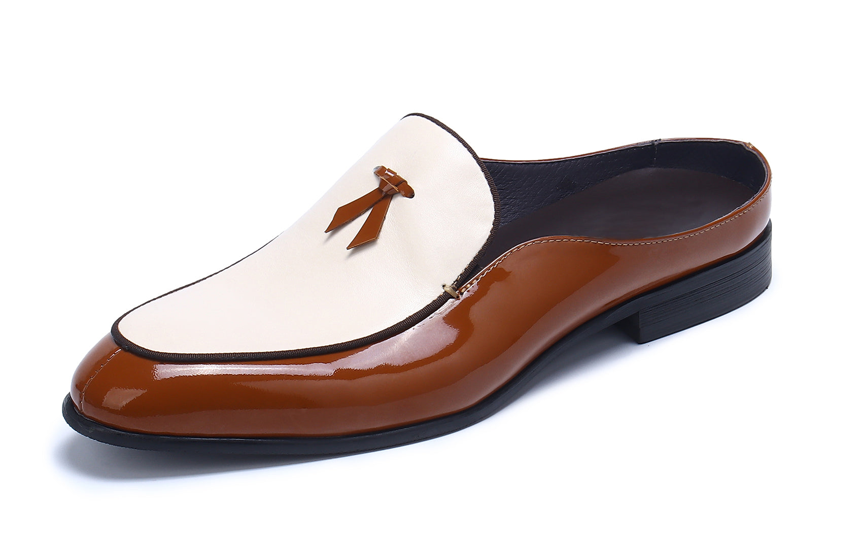 Mules abiertos de cuero sin cordones para hombre 