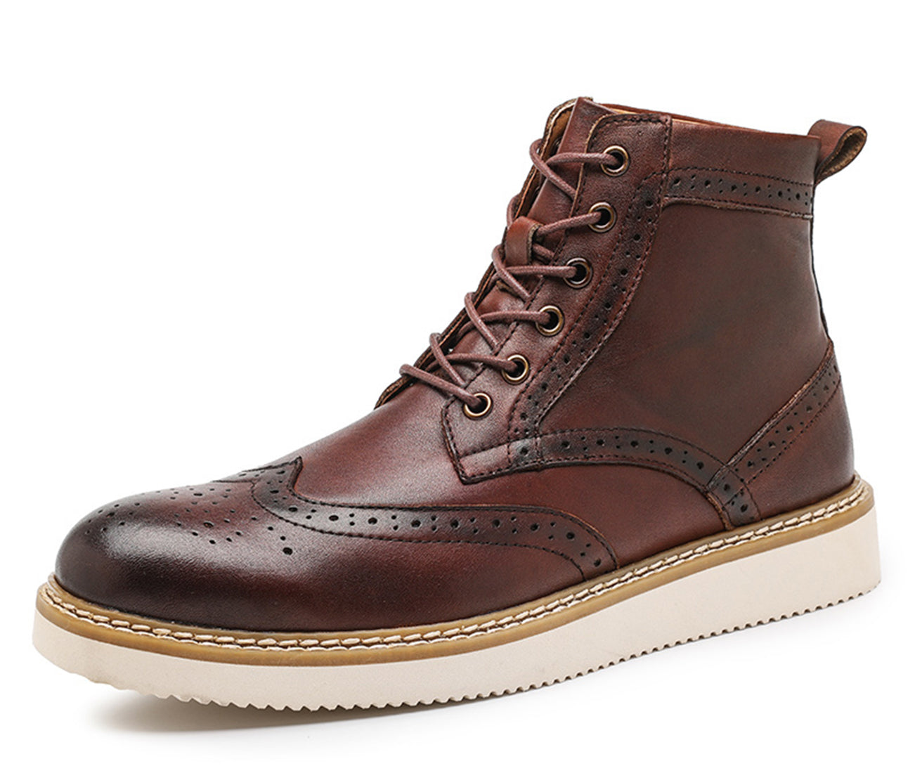 Botas de vestir con punta de ala para hombre con suela de espuma
