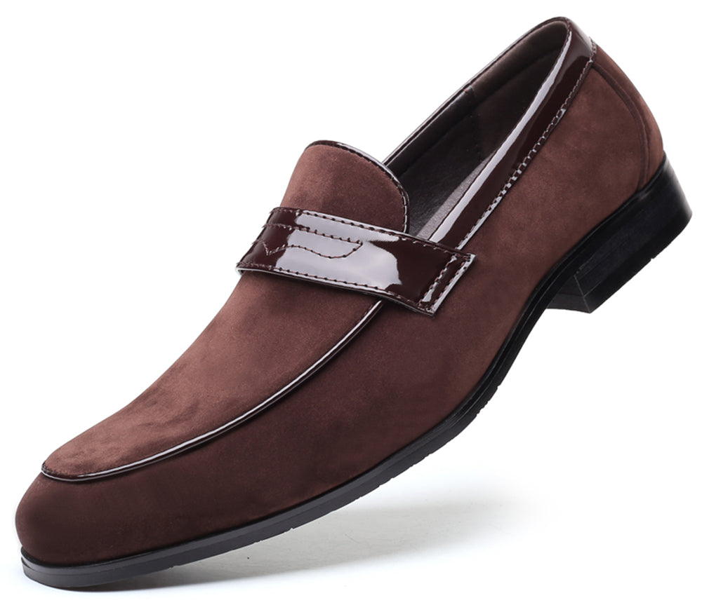 Men's Suede Penny Loafers Square Toe