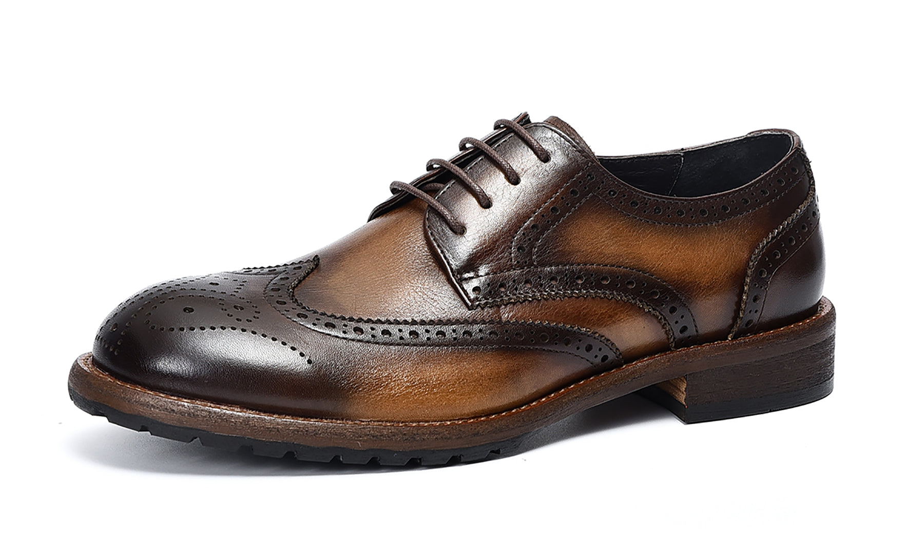 Derby de cuero brogues retro para hombre