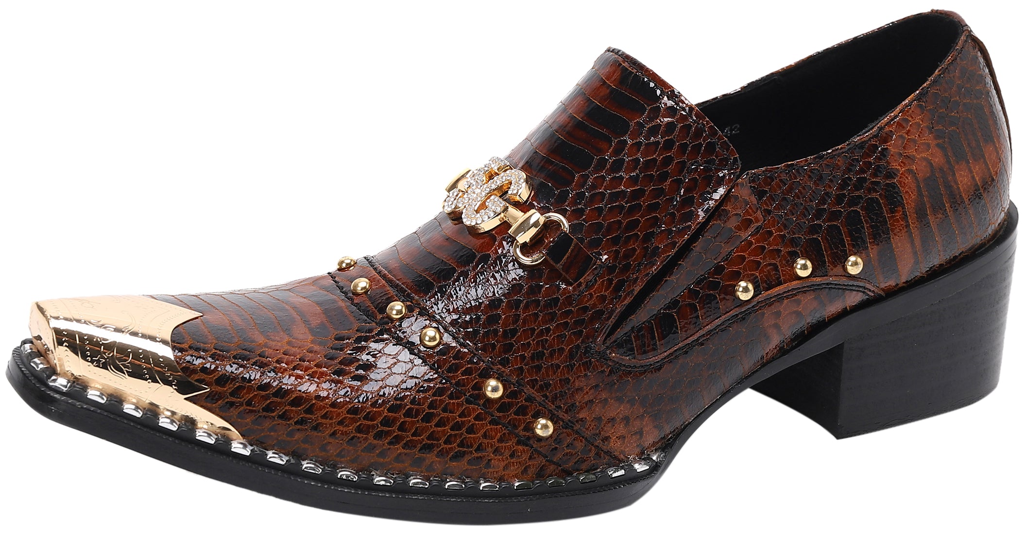 Mocasines estilo western con punta de metal y tachuelas para hombre 
