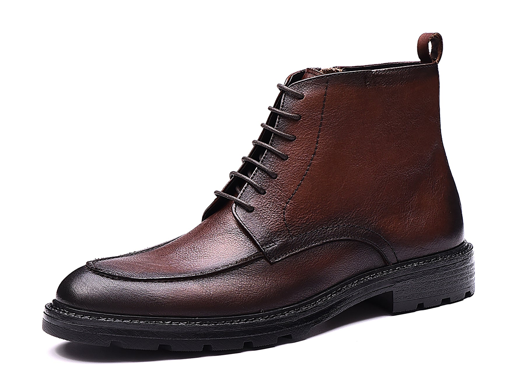 Botas de vestir retro con cremallera de cuero para hombre 
