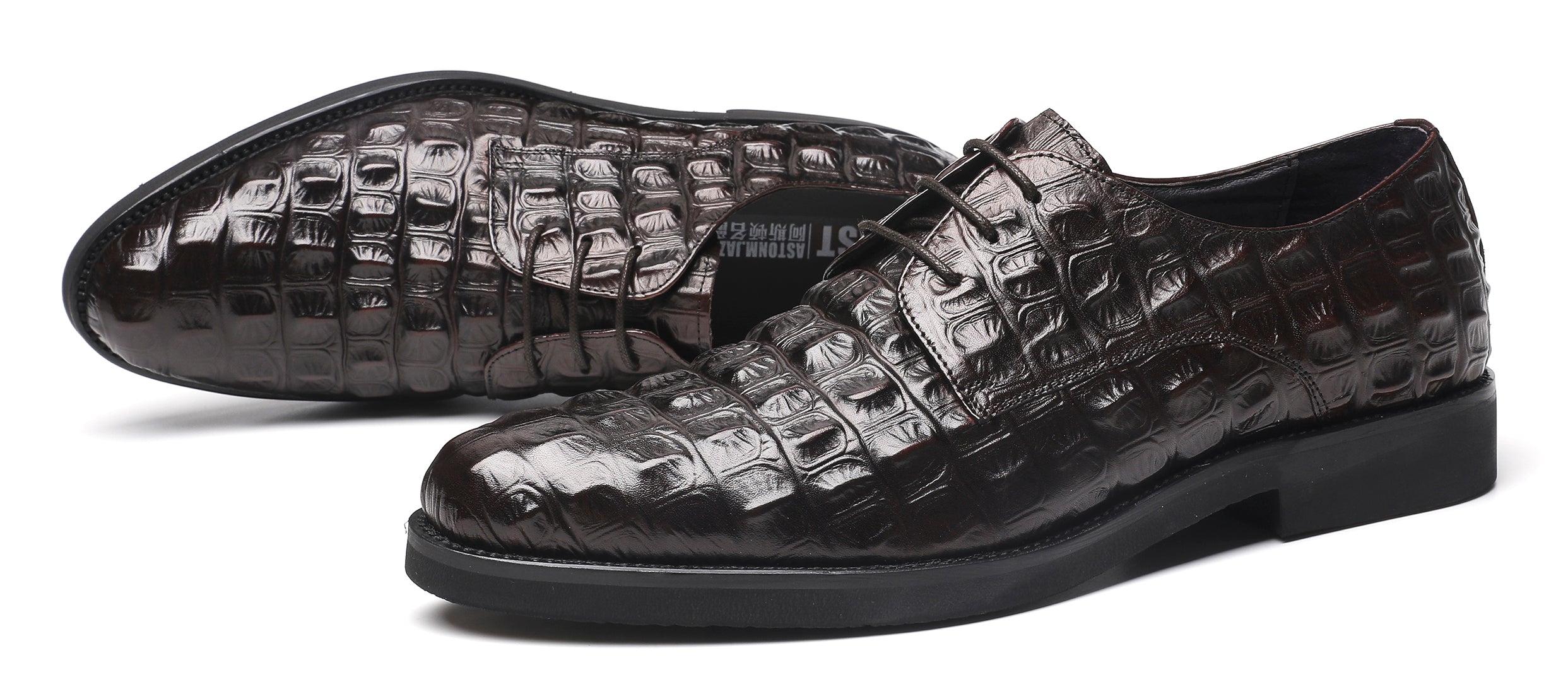 Zapatos cómodos Derby de piel con cordones para hombre 
