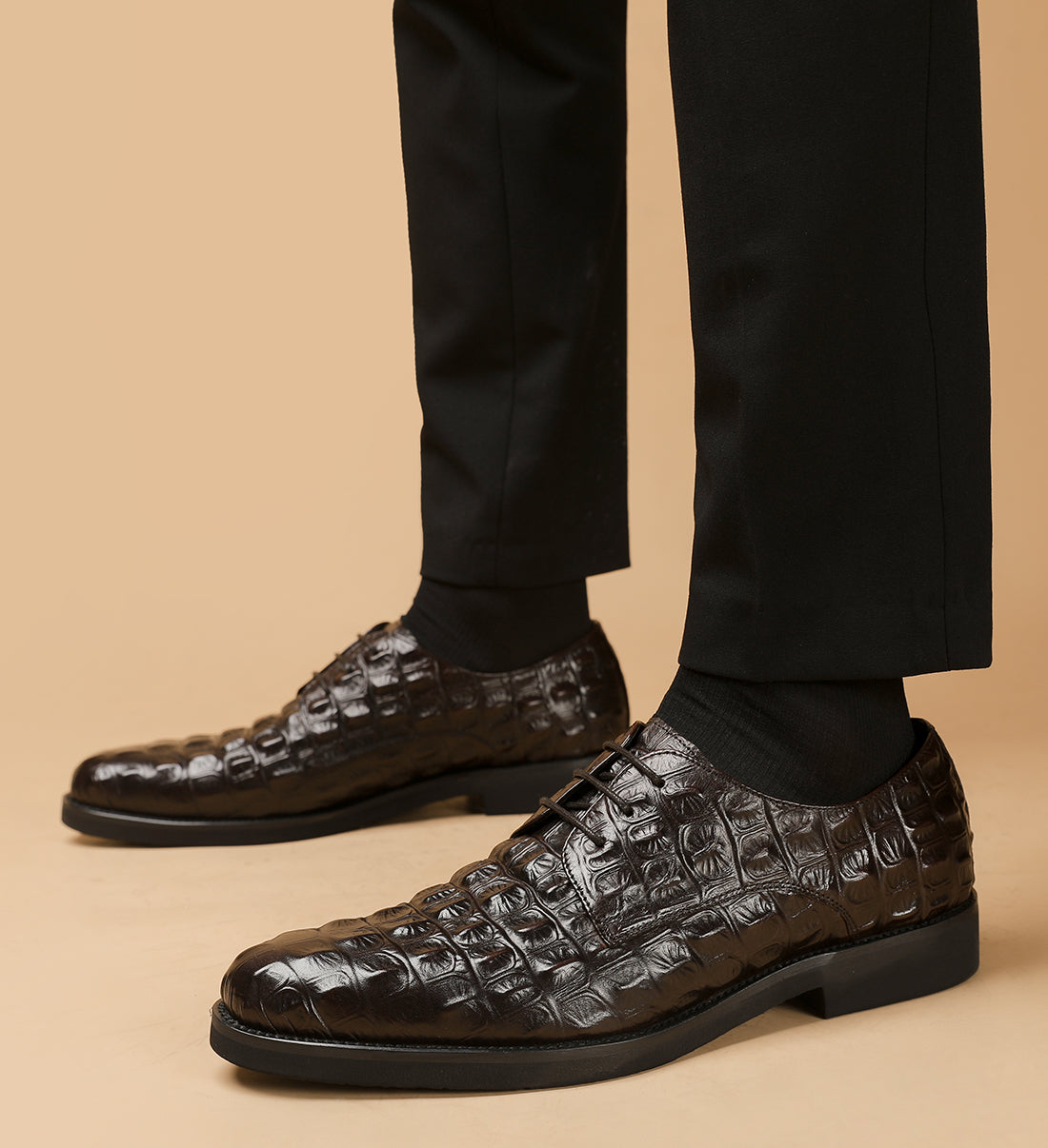 Zapatos cómodos Derby de piel con cordones para hombre 
