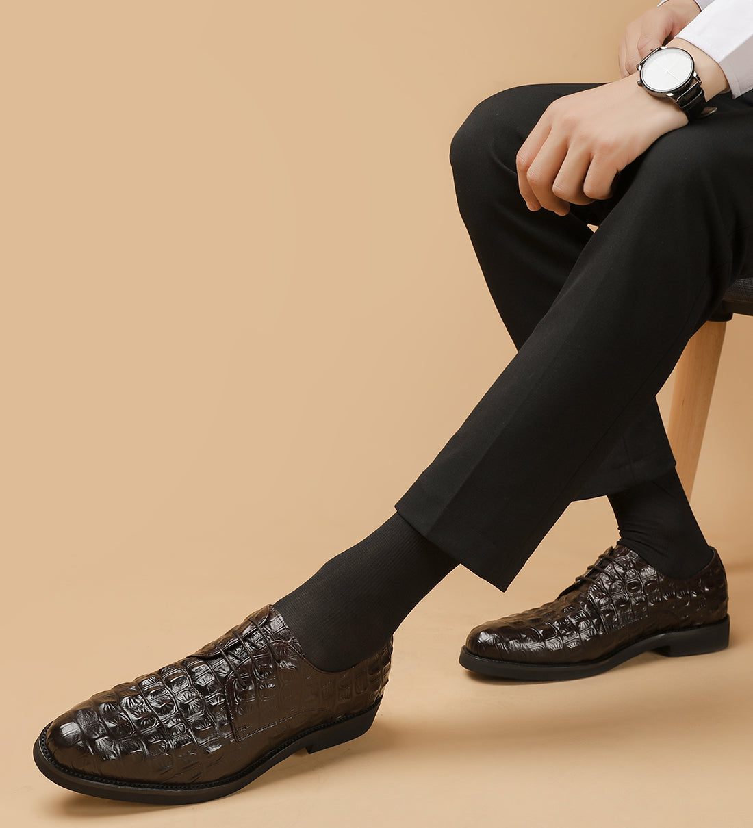 Zapatos cómodos Derby de piel con cordones para hombre 