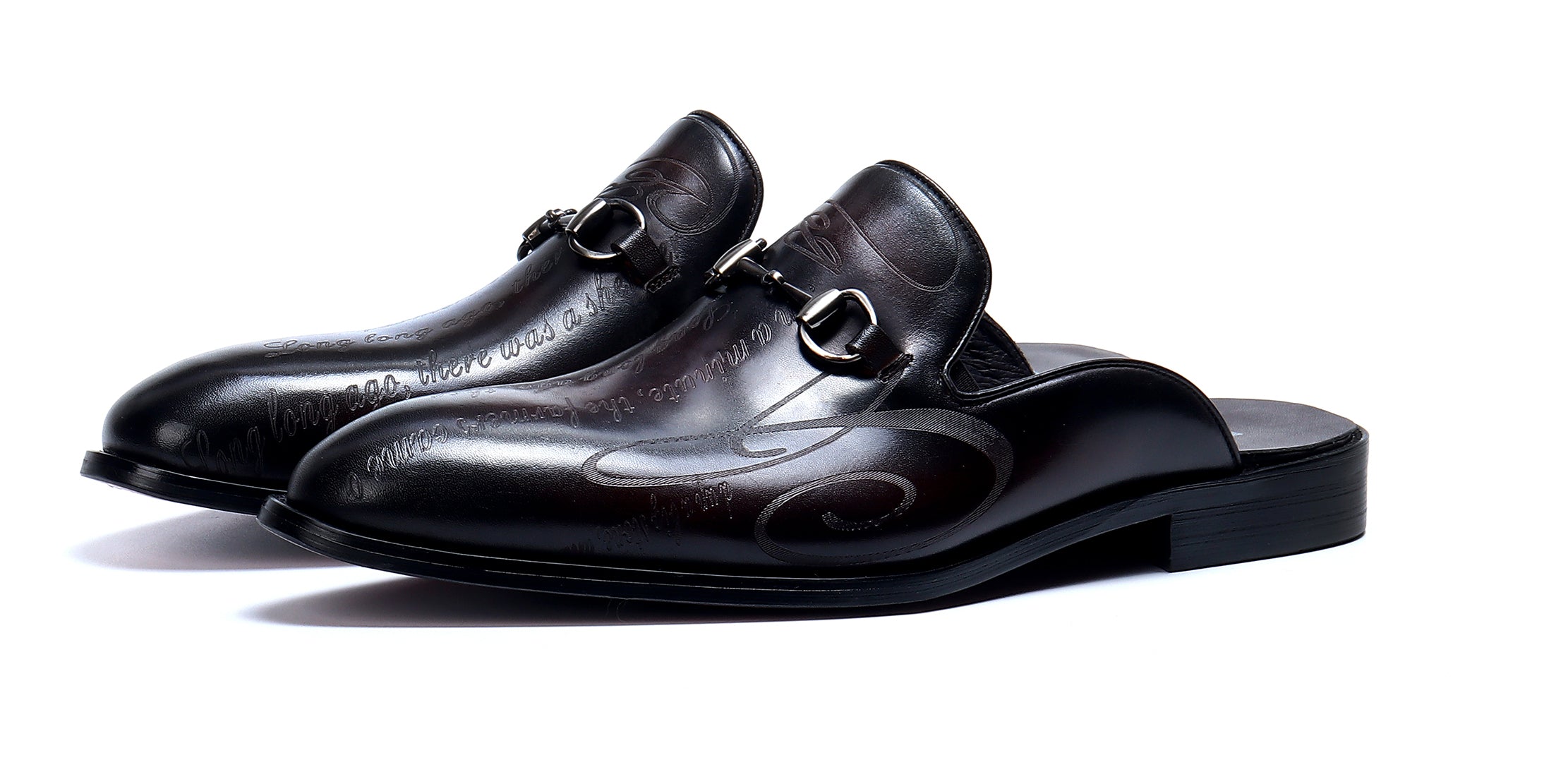 Men's Slip-On Buckle Leather Mules