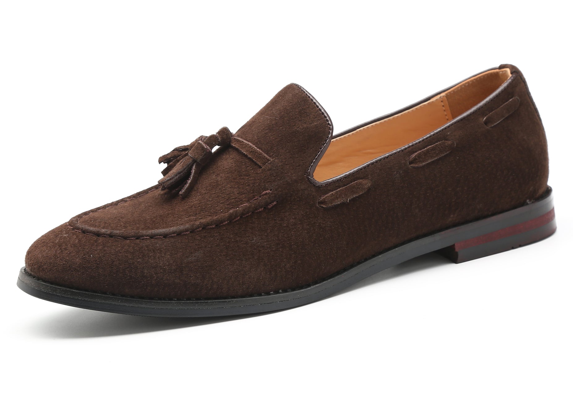 Men's Tassel Loafers Suede Flats Black Brown Tan