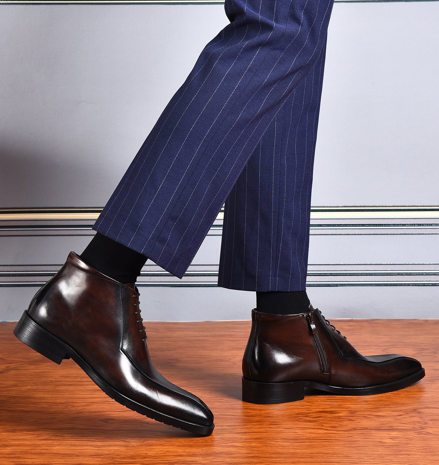 Men's Leather Fashion Formal Dress Boots – Santimon