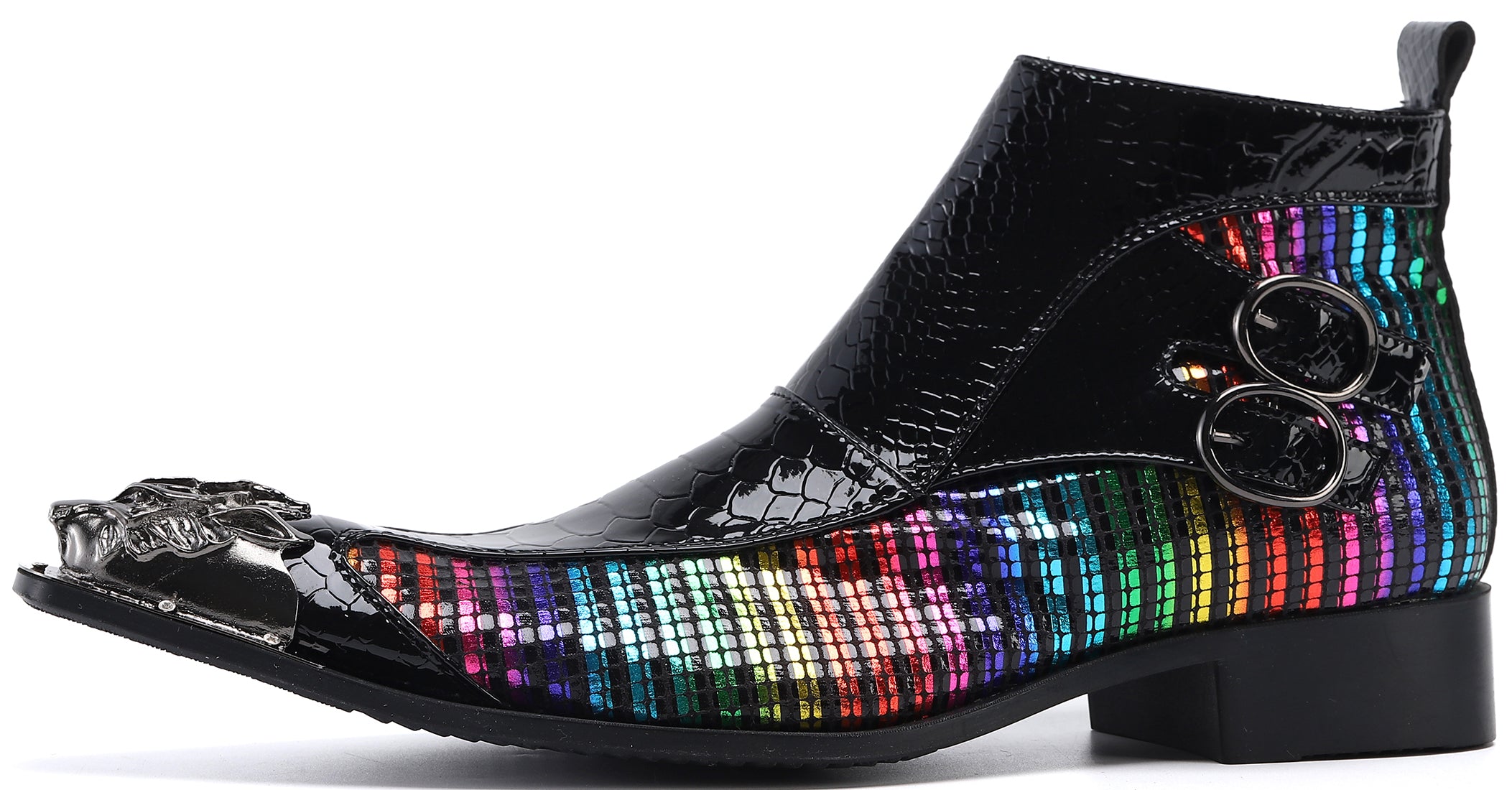 Men's Buckle Lion Metal Tip Western Boots