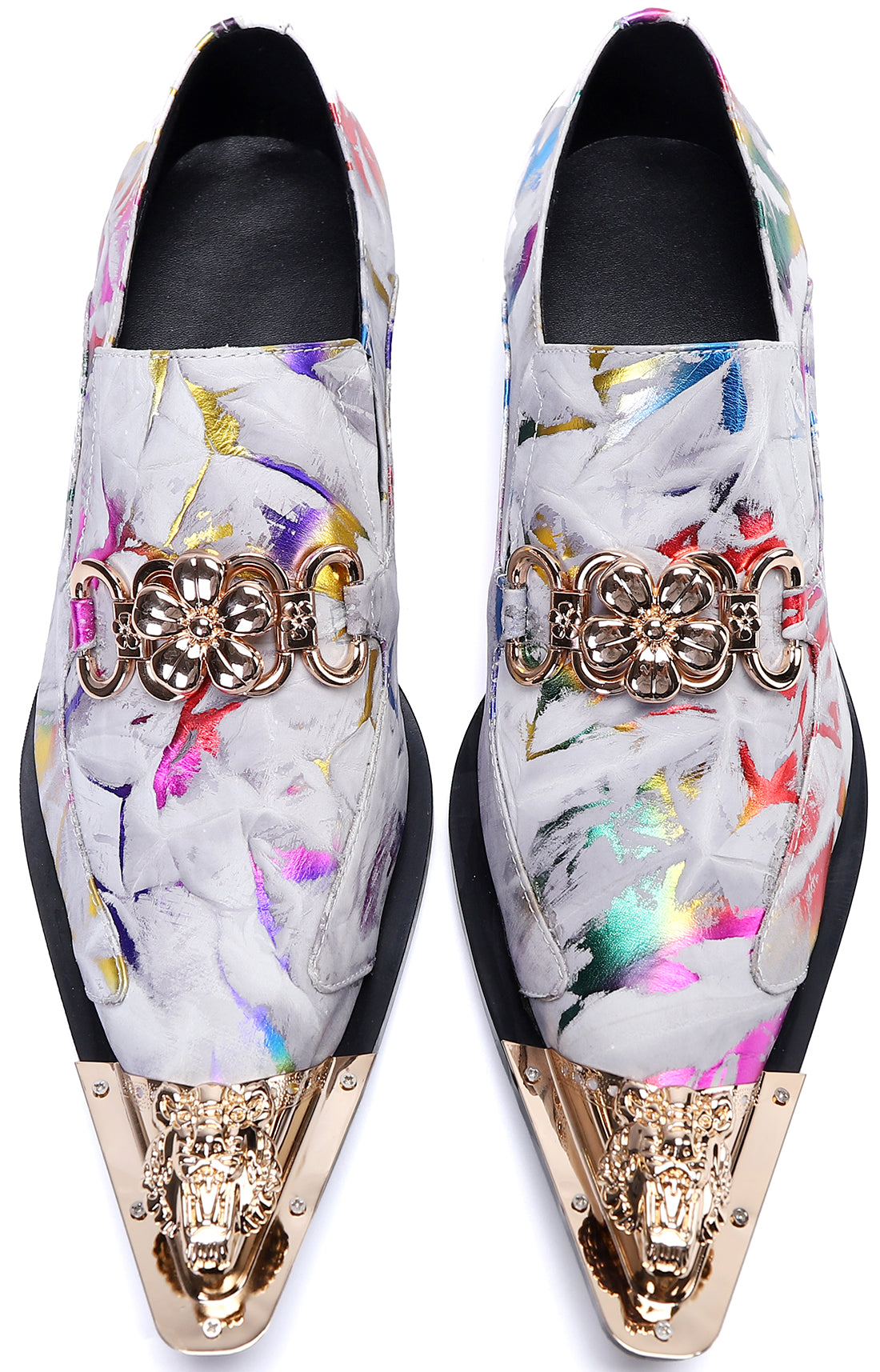 Mocasines occidentales coloridos con punta de metal para hombre 