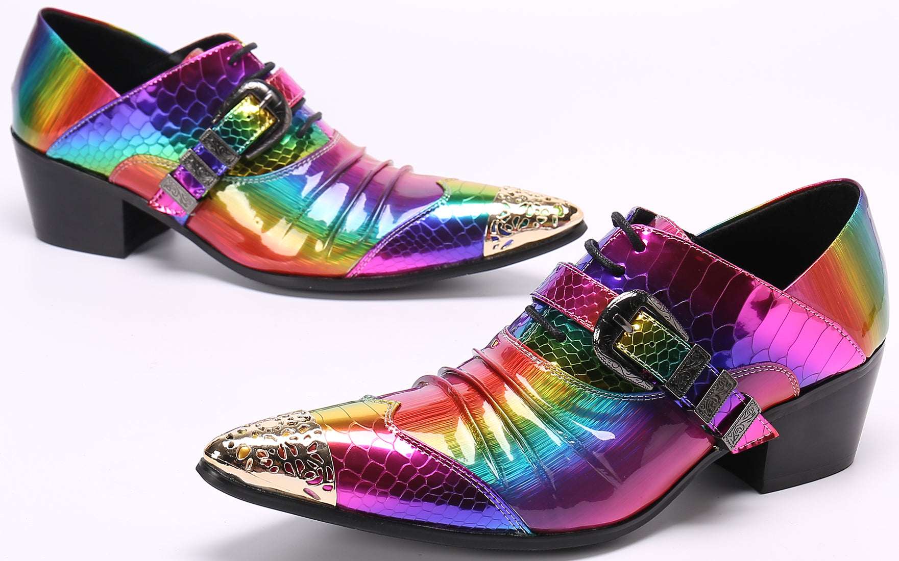 Men's Metal Tip Lace-Up Cuban Heel Loafer