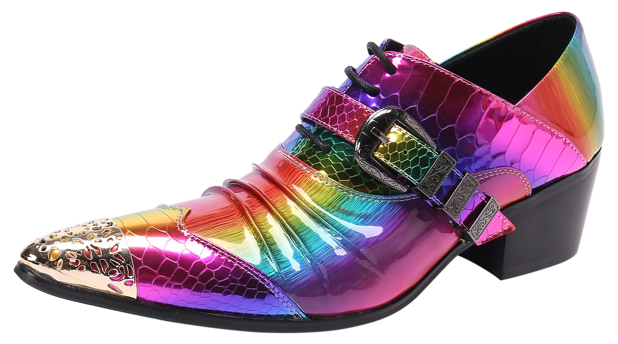 Men's Metal Tip Lace-Up Cuban Heel Loafer