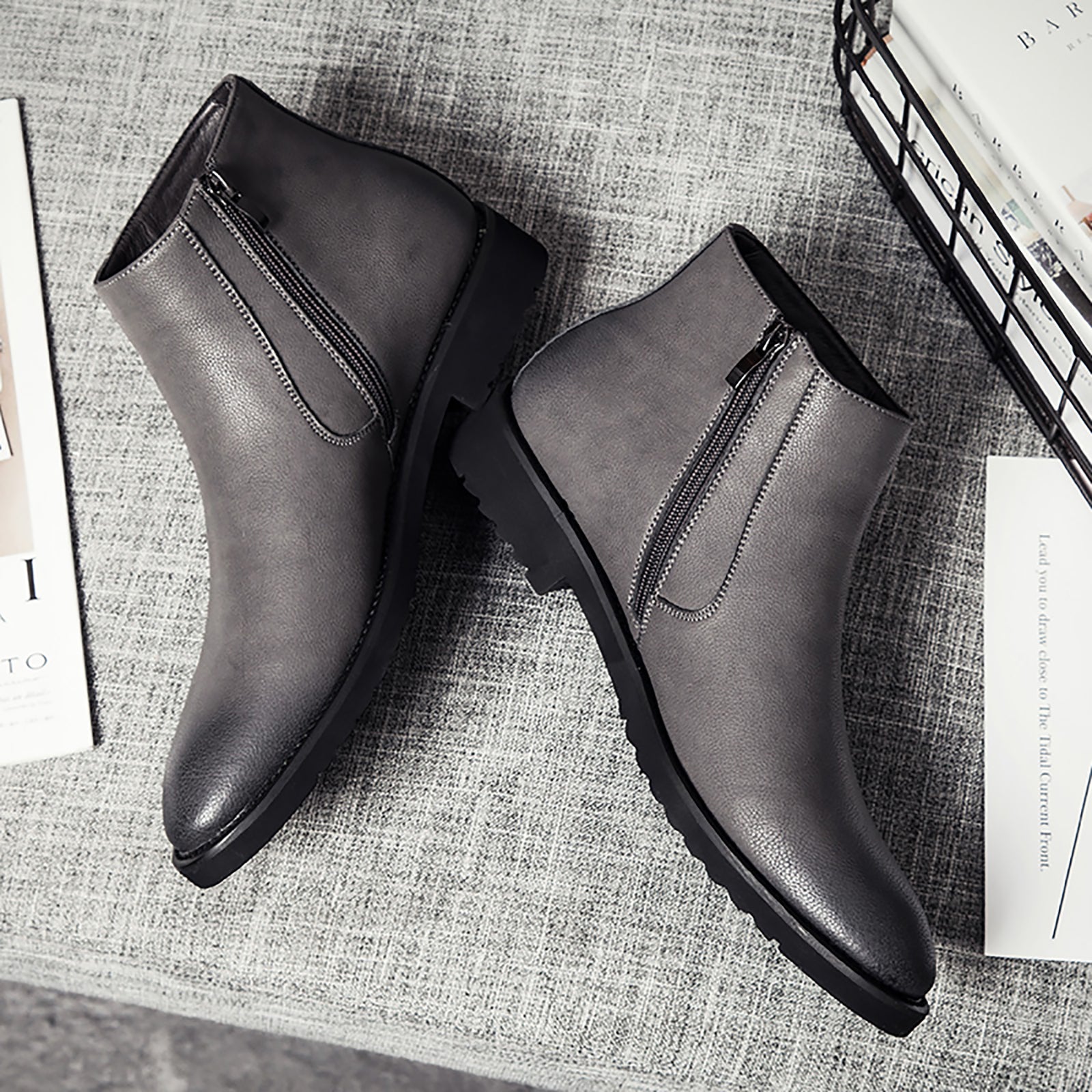 Men's  Chelsea Boots Leather Zipper