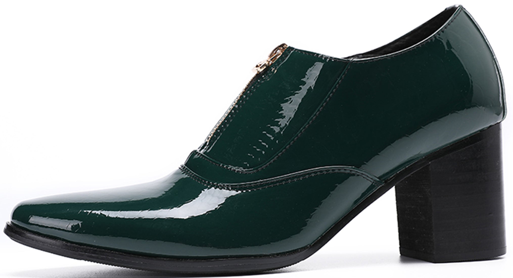 Men's Zipper Cuban Heel Leather Derby