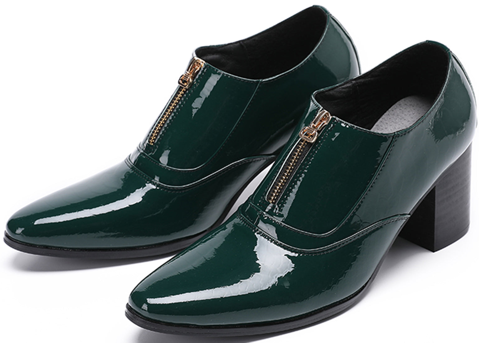 Men's Zipper Cuban Heel Leather Derby