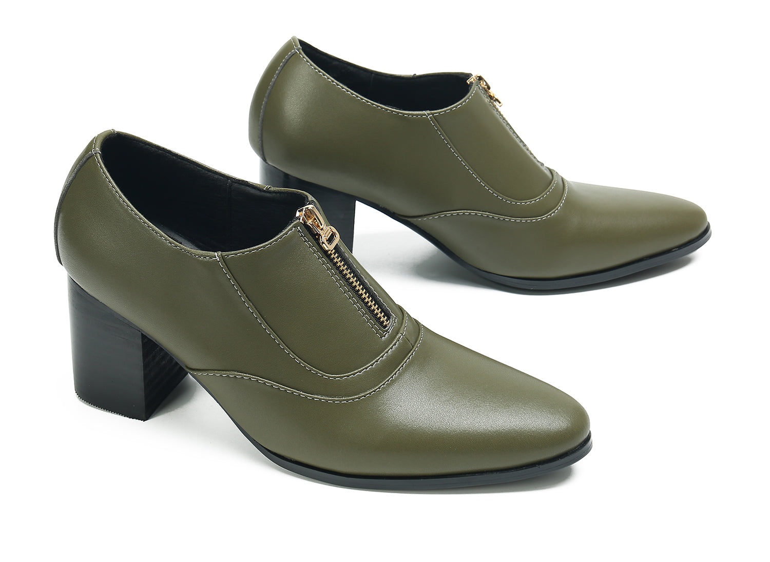 Men's Low Cap Zipper Leather Opera Pumps Boots