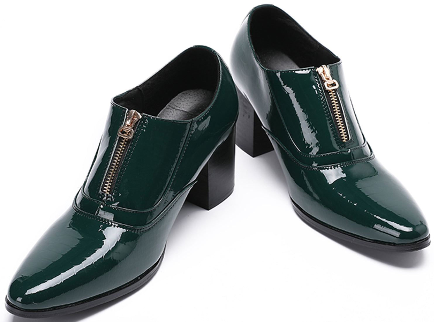 Men's Zipper Cuban Heel Leather Derby